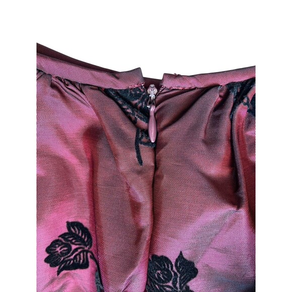 Vintage Jessica McClintock Y2K Velvet Rose Taffeta Skirt Size 10 Wine Whimsygoth - Picture 6 of 15